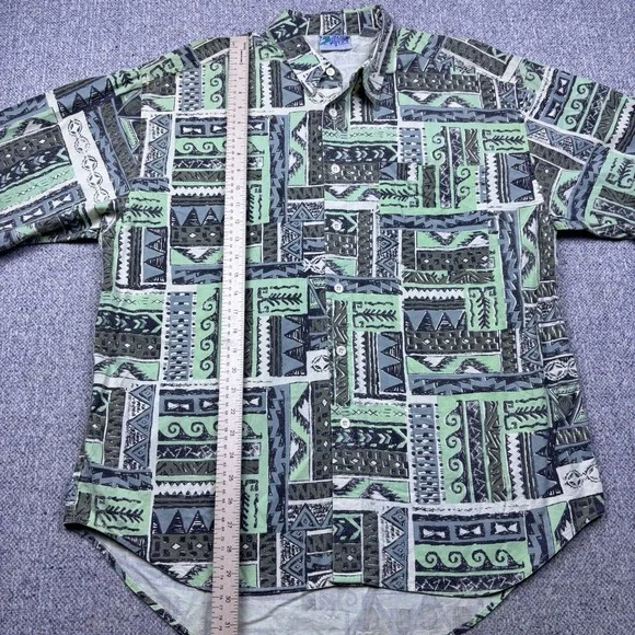 VTG 90s K Yoshio Geometric Abstract Print Button Up Shirt Mens XL Retro Festival - Picture 4 of 6